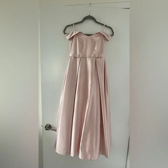 David's Bridal | Dresses | Satin Formal Off The Shoulder Dress For Girls Light  Pink Color | Poshmark